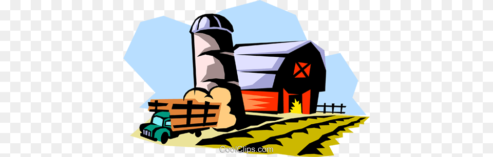 Farm Landscape Royalty Vector Clip Art Illustration, Nature, Outdoors, Countryside, Architecture Png