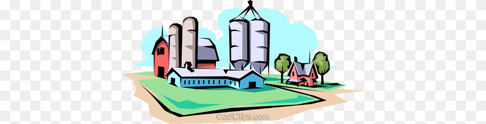 Farm Scene Royalty Free Vector Clip Art Illustration, Architecture, Building, Factory, Neighborhood Png Image