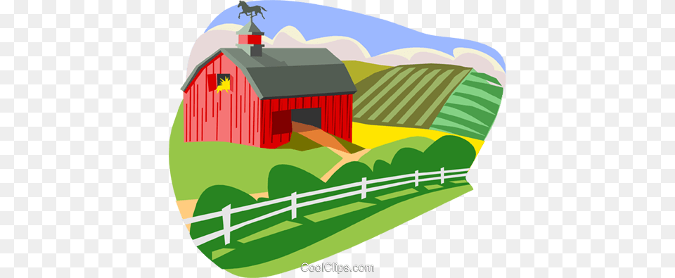 Farm Scene With Barn Royalty Vector Clip Art Illustration, Architecture, Outdoors, Nature, Countryside Png Image