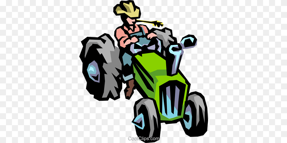 Farm Tractor Royalty Free Vector Clip Art Illustration, Grass, Plant, Transportation, Vehicle Png Image