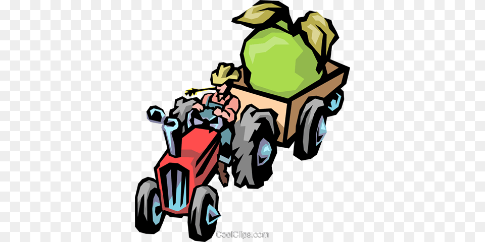 Farm Tractor Royalty Vector Clip Art Illustration, Grass, Plant, Lawn, Bulldozer Free Png