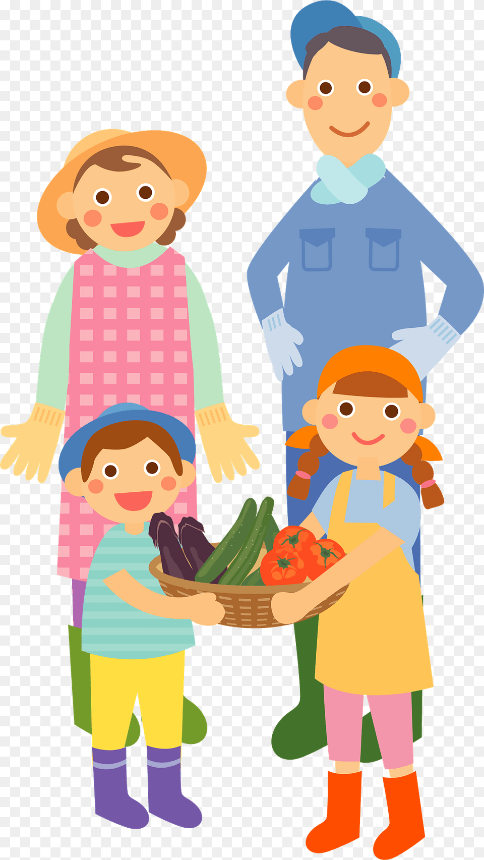 Farmer And His Family Clipart, Baby, Person, Face, Head Free Png