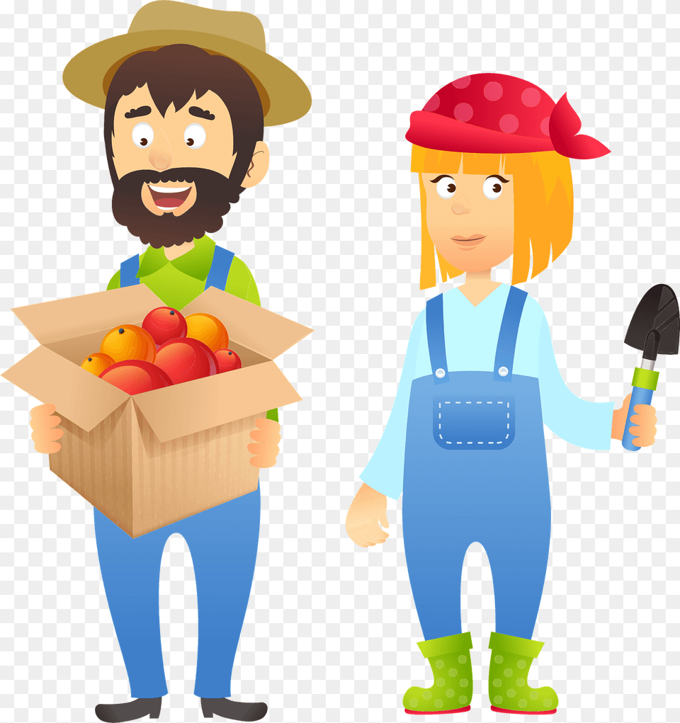 Farmer Couple Clipart, Box, Baby, Person, Footwear Free Png Download