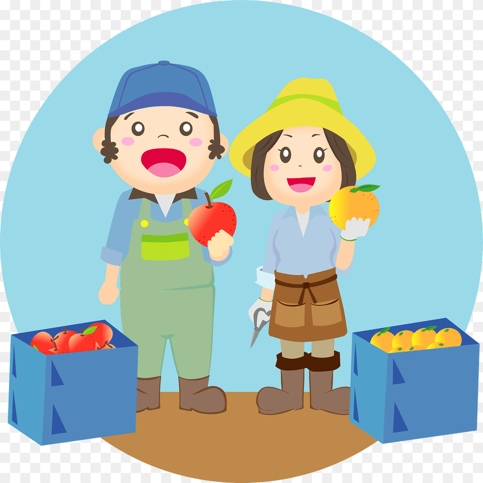 Farmer Couple Is Selling Fruits Clipart, Baby, Person, Face, Head Free Transparent Png