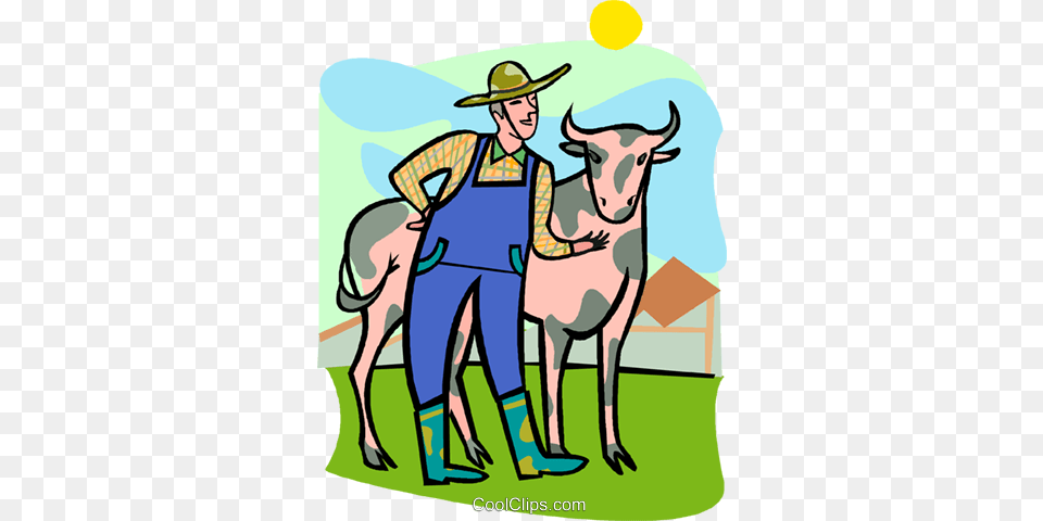 Farmer Cow Royalty Free Vector Clip Art Illustration, Person, Hat, Clothing, Face Png