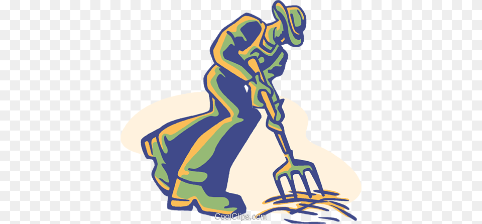 Farmer Digging Royalty Vector Clip Art Illustration, Cleaning, Cutlery, Fork, Person Free Transparent Png