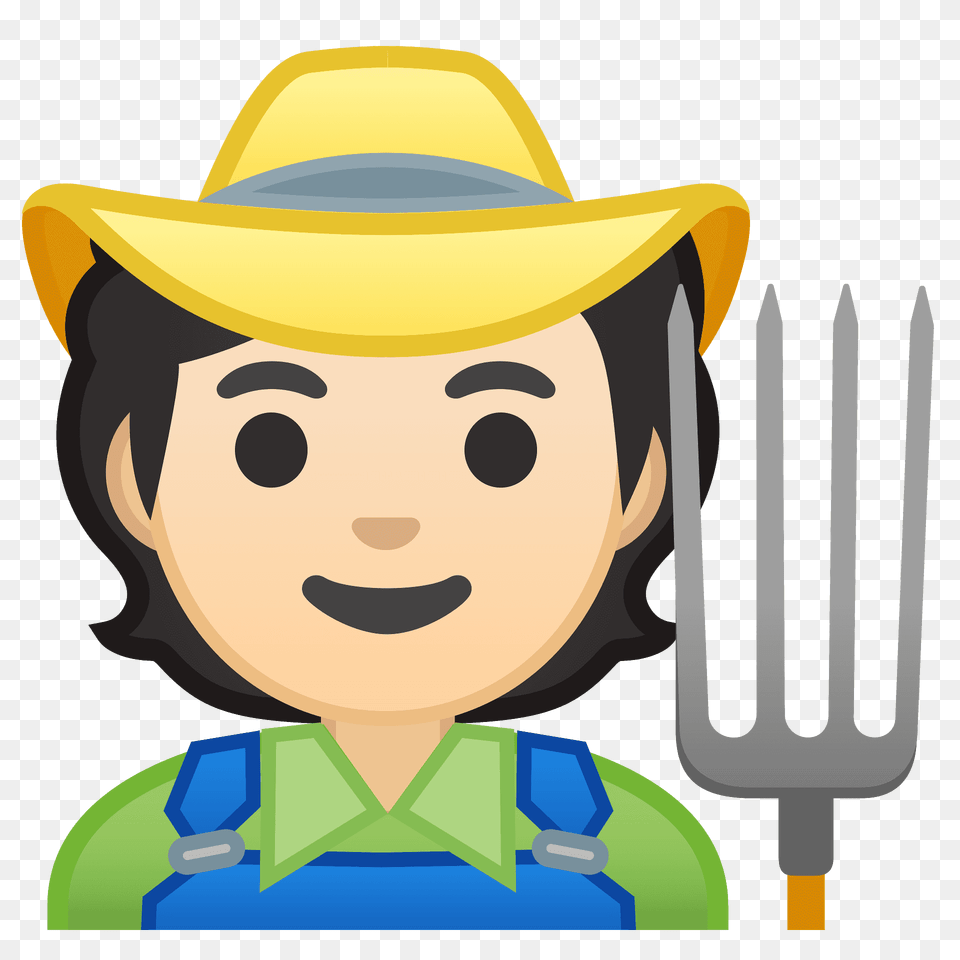 Farmer Emoji Clipart, Clothing, Cutlery, Fork, Hat Png Image
