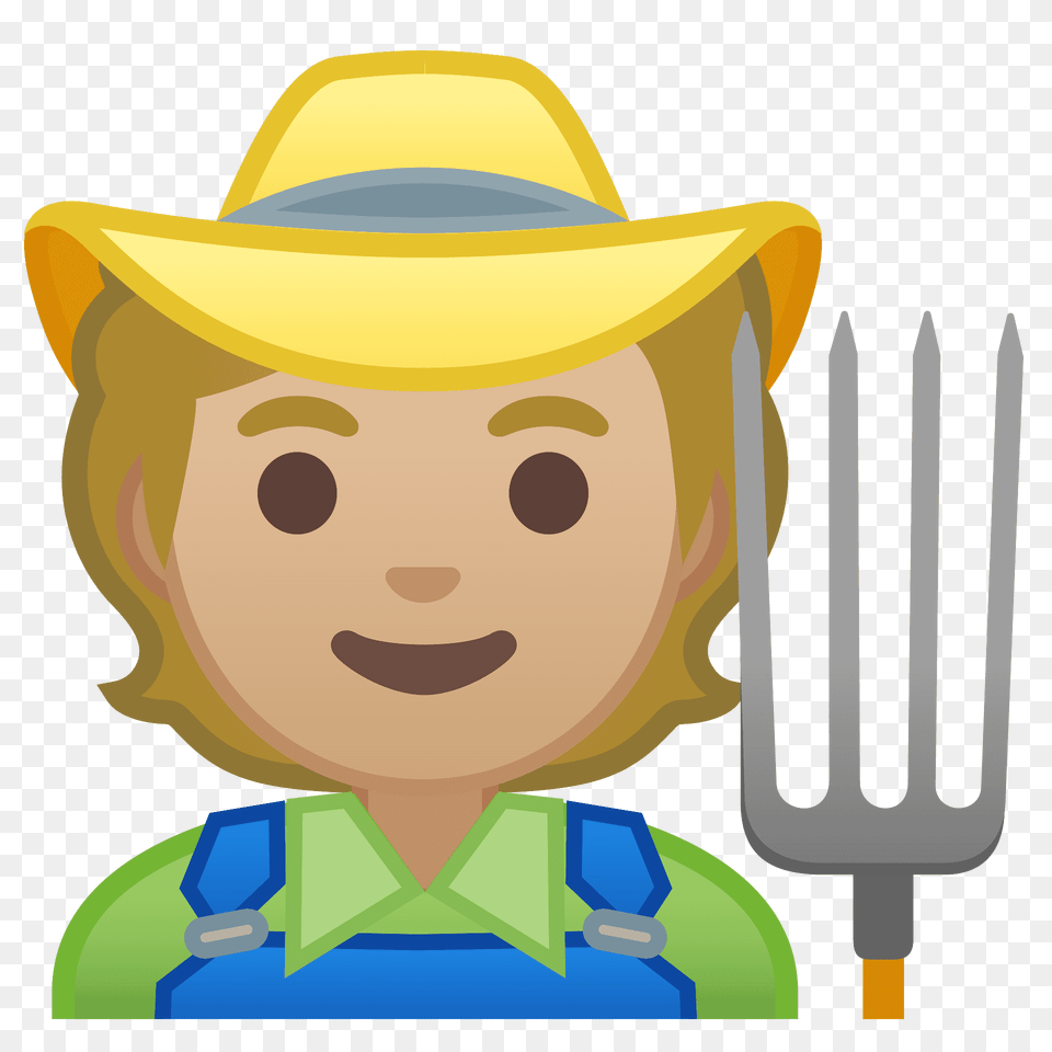 Farmer Emoji Clipart, Clothing, Cutlery, Fork, Hat Png Image