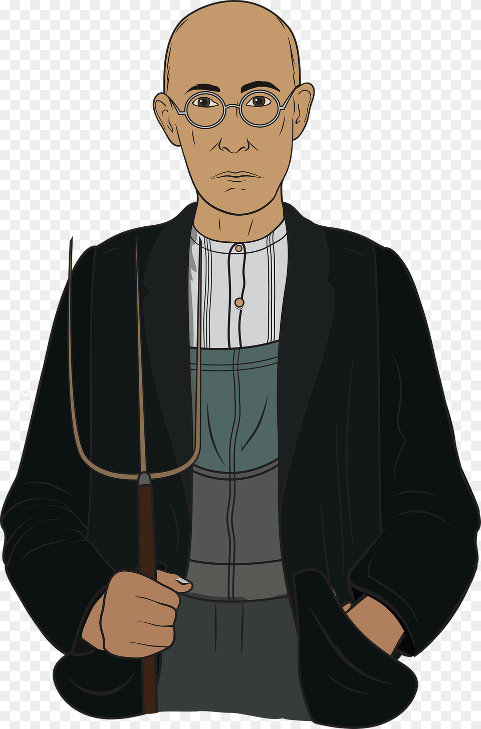 Farmer From American Gothic Clipart, Clothing, Coat, Person, Adult Free Png Download