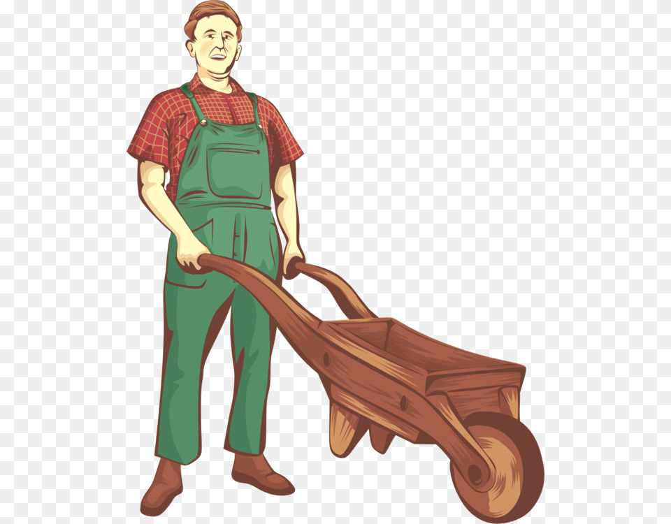 Farmer Gardener Drawing Gardening Cart, Adult, Male, Man, Person Png Image