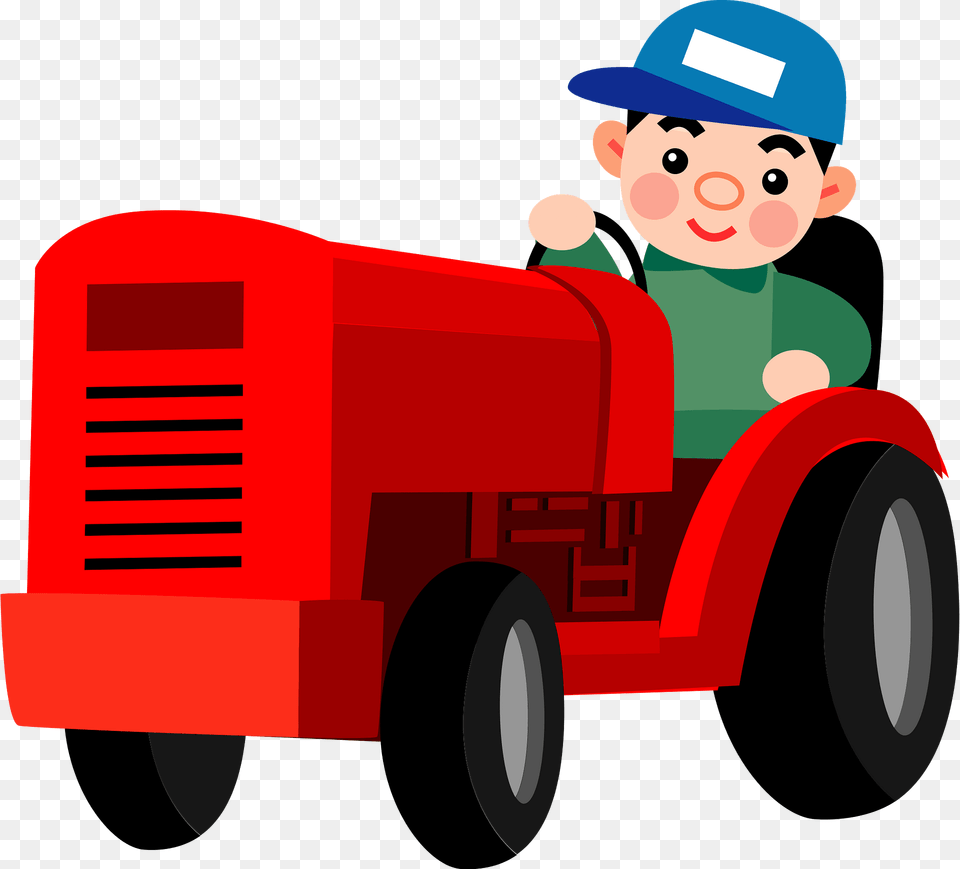 Farmer Is Driving Tractor Clipart, Transportation, Vehicle, Machine, Wheel Png