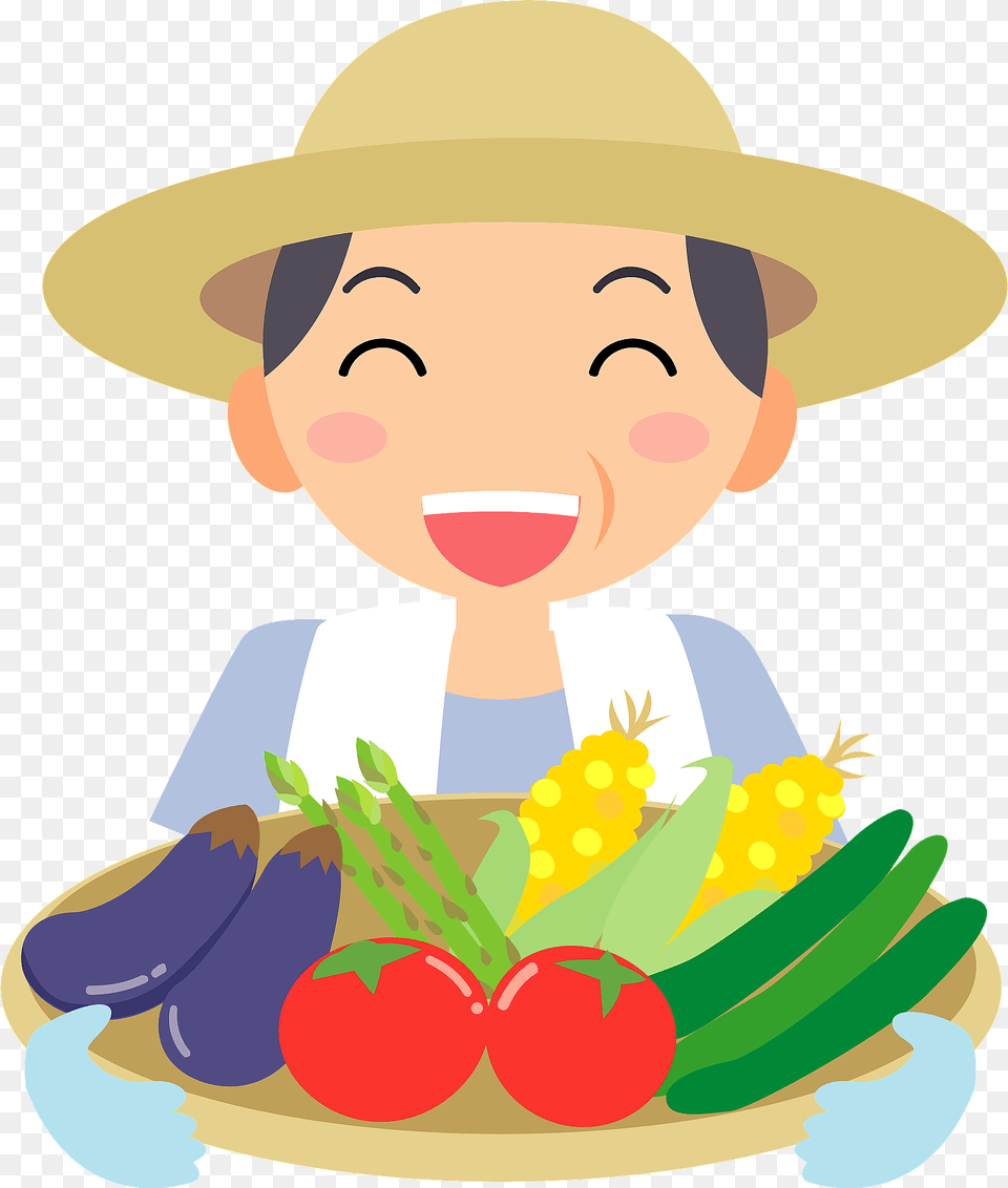 Farmer Man Carrying A Tray Of Vegetables Clipart, Baby, Person, Face, Head Png