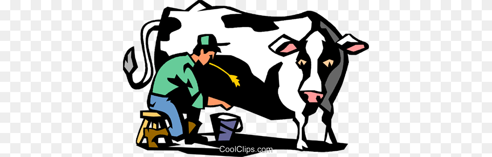 Farmer Milking A Cow Royalty Vector Clip Art Illustration, Animal, Mammal, Cattle, Dairy Cow Free Transparent Png