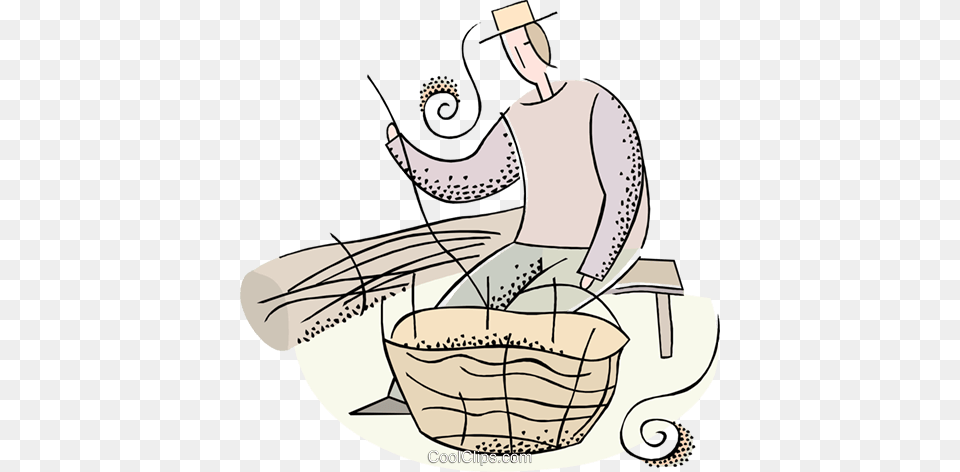 Farmer Weaving A Basket Royalty Free Vector Clip Art Illustration, Baby, Person, Outdoors Png