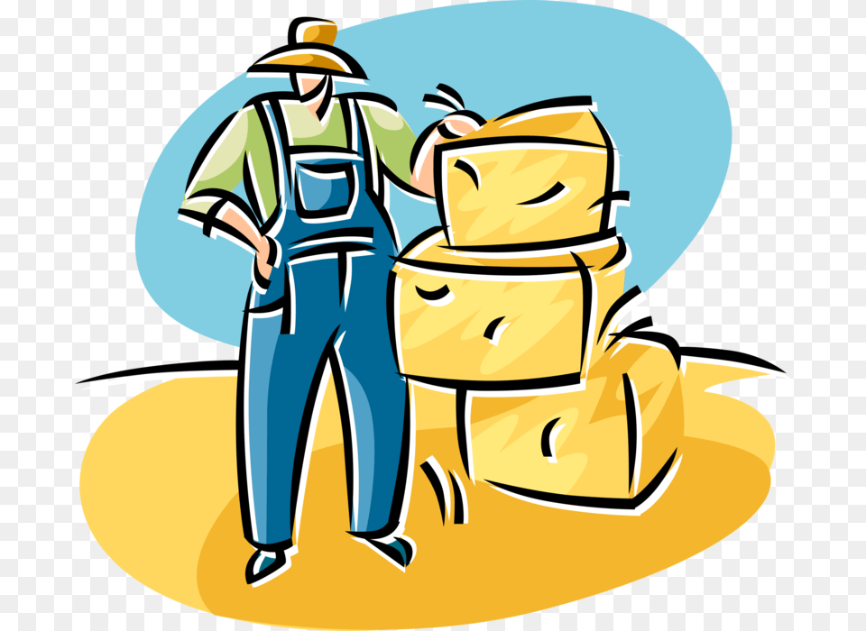 Farmer With Bales Of Harvested Alfalfa, Clothing, Hat, Pants, Baby Free Transparent Png