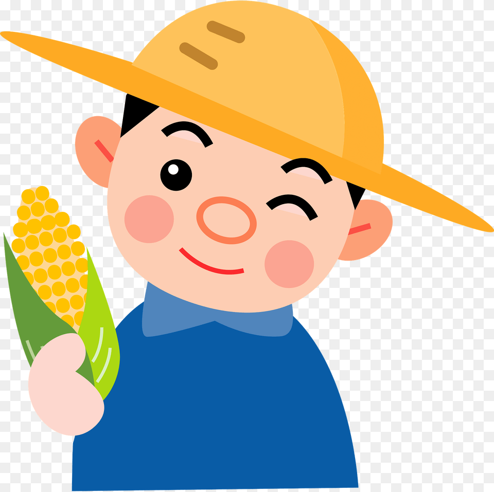 Farmer With Ear Of Corn Clipart, Clothing, Hat, Baby, Person Free Transparent Png