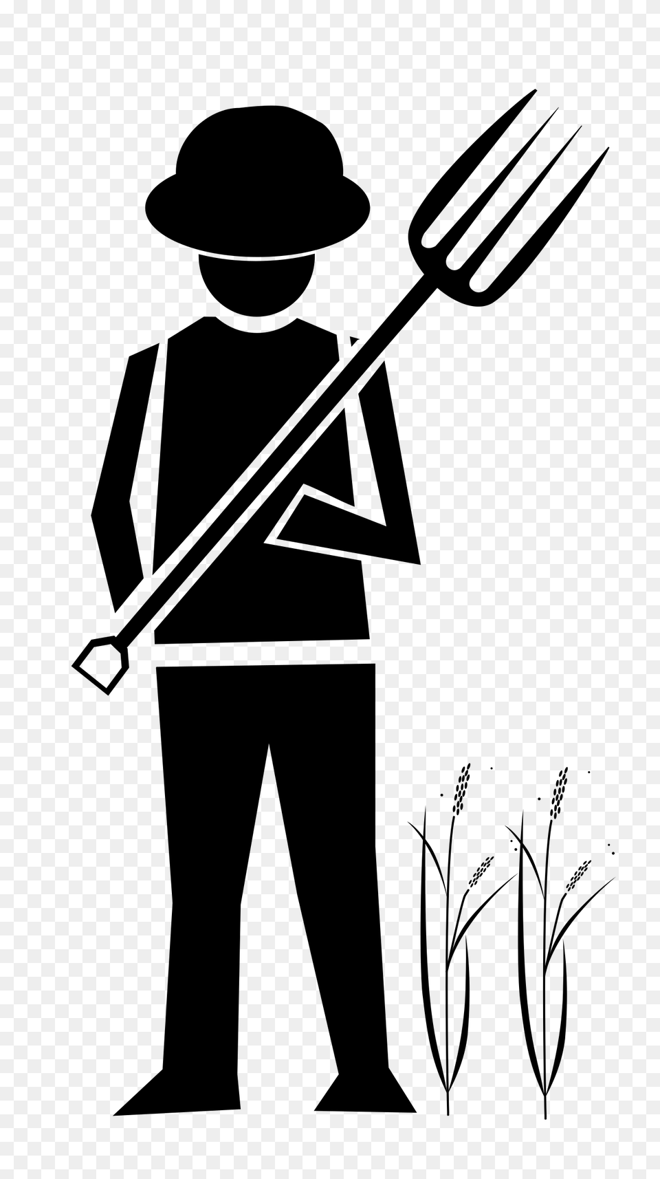 Farmer With Garden Fork Icons, Gray Free Png