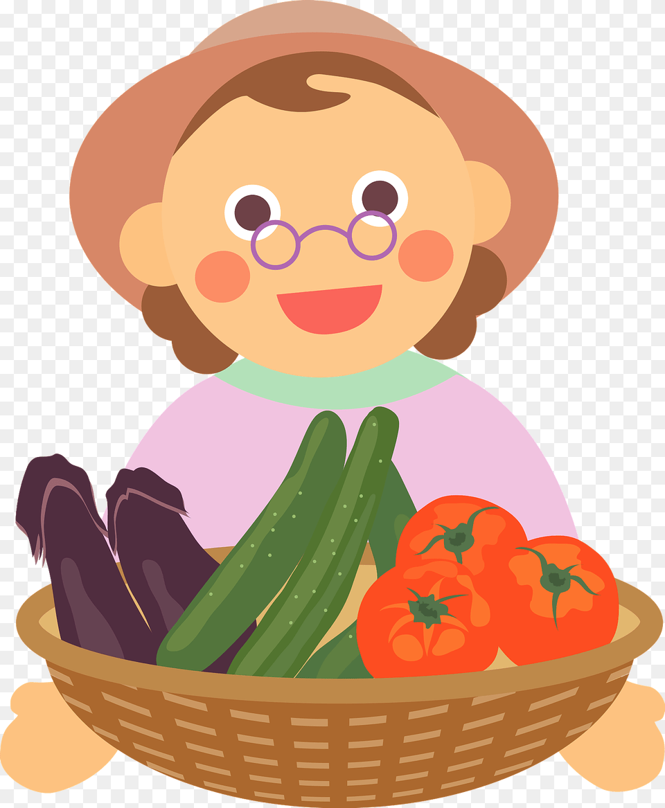 Farmer Woman Holding Vegetables In A Basket Clipart, Photography, Person, Portrait, Face Png