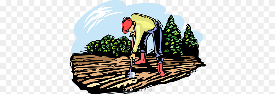 Farmer Working The Soil Royalty Vector Clip Art Illustration, Garden, Nature, Outdoors, Gardening Free Png Download