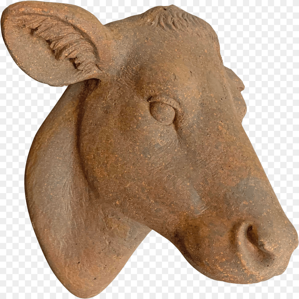 Farmhouse Terra Cotta Cow Head Animal Figure Png