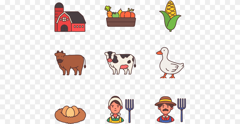Farming Cartoon, Cutlery, Baby, Person, Animal Free Png Download