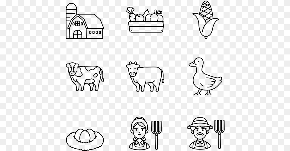 Farming Line Art, Gray Free Png