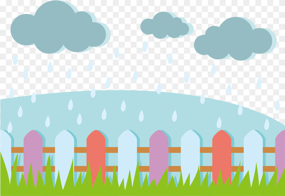 Farmland Vector Clip Art Stock Rain Vector Background, Fence, Picket Free Png Download