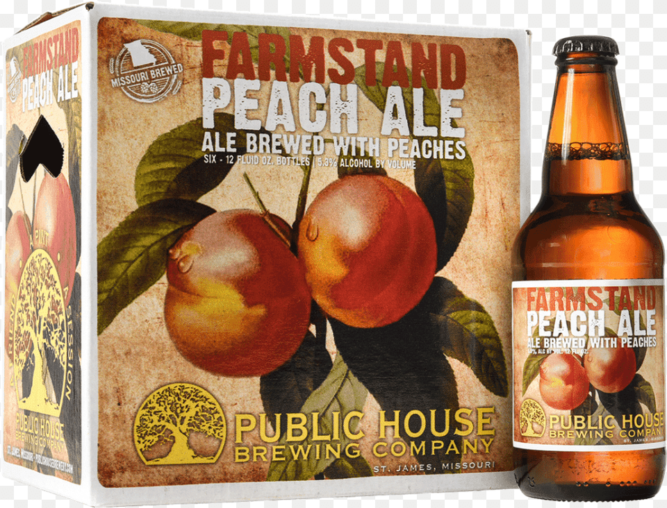 Farmstand Peach Ale Craft Beer Public House Brewing Public House Brewing Company, Alcohol, Beverage, Plant, Fruit Free Transparent Png