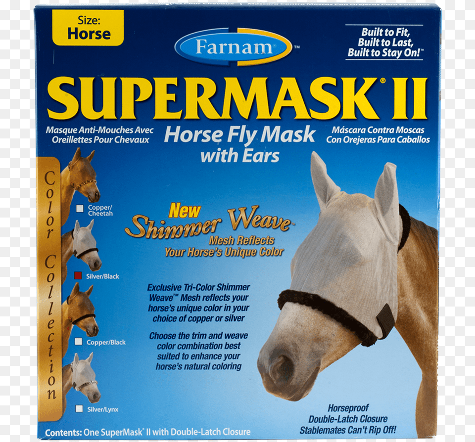 Farnam Supermask Ii Fly Control Mask With Ears New Farnam Supermask Ii, Animal, Horse, Mammal, Advertisement Png Image