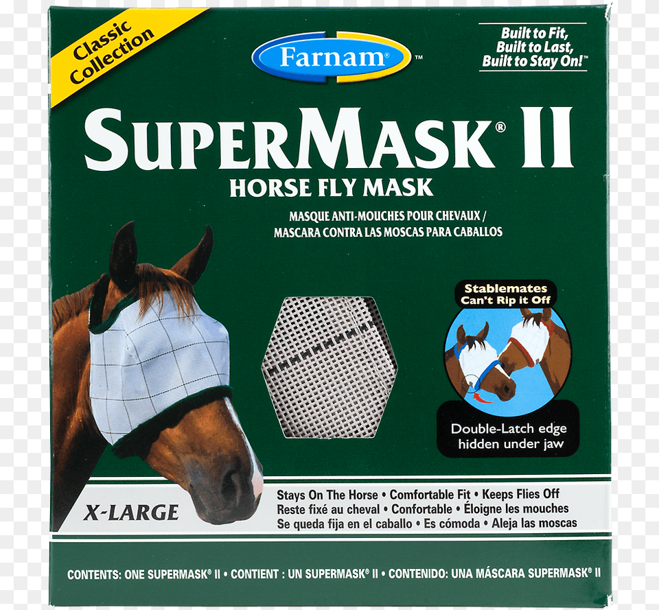 Farnam Supermask Ii Horse Fly Mask Classic X Large Farnam Fly Mask Arabian, Advertisement, Poster, Animal, Mammal Free Png