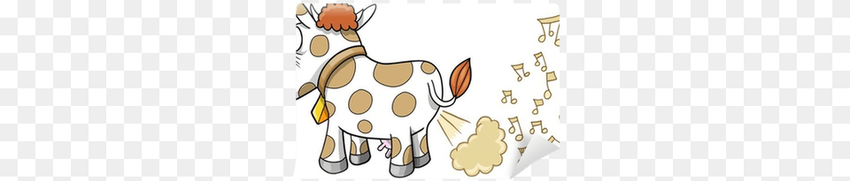 Farting Music Cow Vector Illustration Wall Mural Cartoon Cow Farting, Animal, Cattle, Livestock, Mammal Free Png