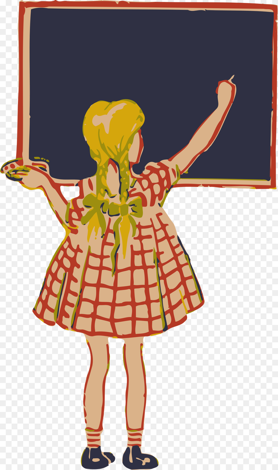 Fashion Arts Girl On The Blackboard Clipart Black And White, Child, Female, Person, Clothing Free Png Download