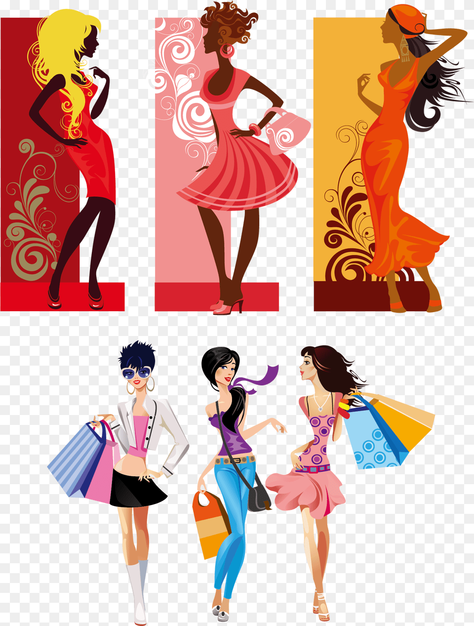Fashion Designer Clipart Girls Shopping Cartoon, Woman, Adult, Dancing, Female Free Png Download