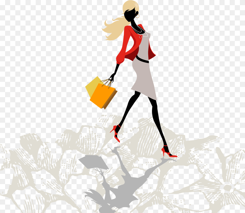 Fashion Euclidean Vector Illustration Women With Shopping Bags, Adult, Female, Person, Woman Free Png Download