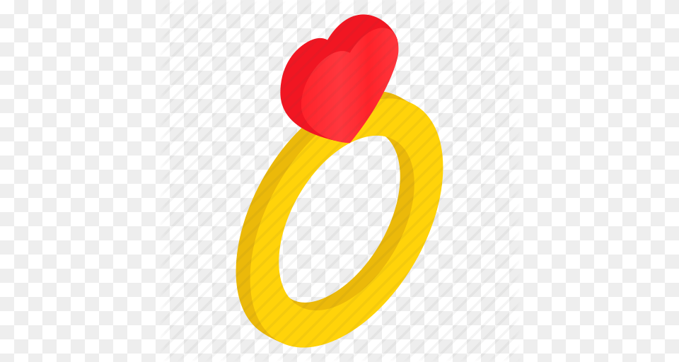 Fashion Gift Gold Heart Isometric Love Ring Icon, Accessories, Jewelry Png Image