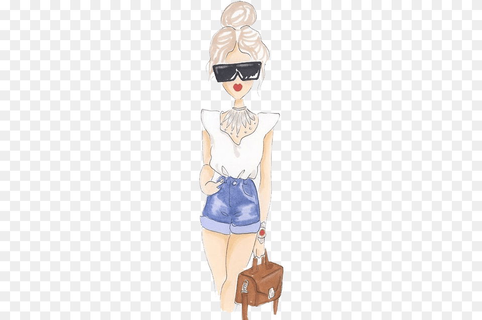 Fashion Girl File Drawing Of A Girl In Shorts, Accessories, Bag, Handbag, Person Free Transparent Png