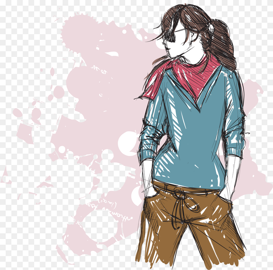 Fashion Girl Pic Sketch, Publication, Book, Comics, Adult Png Image