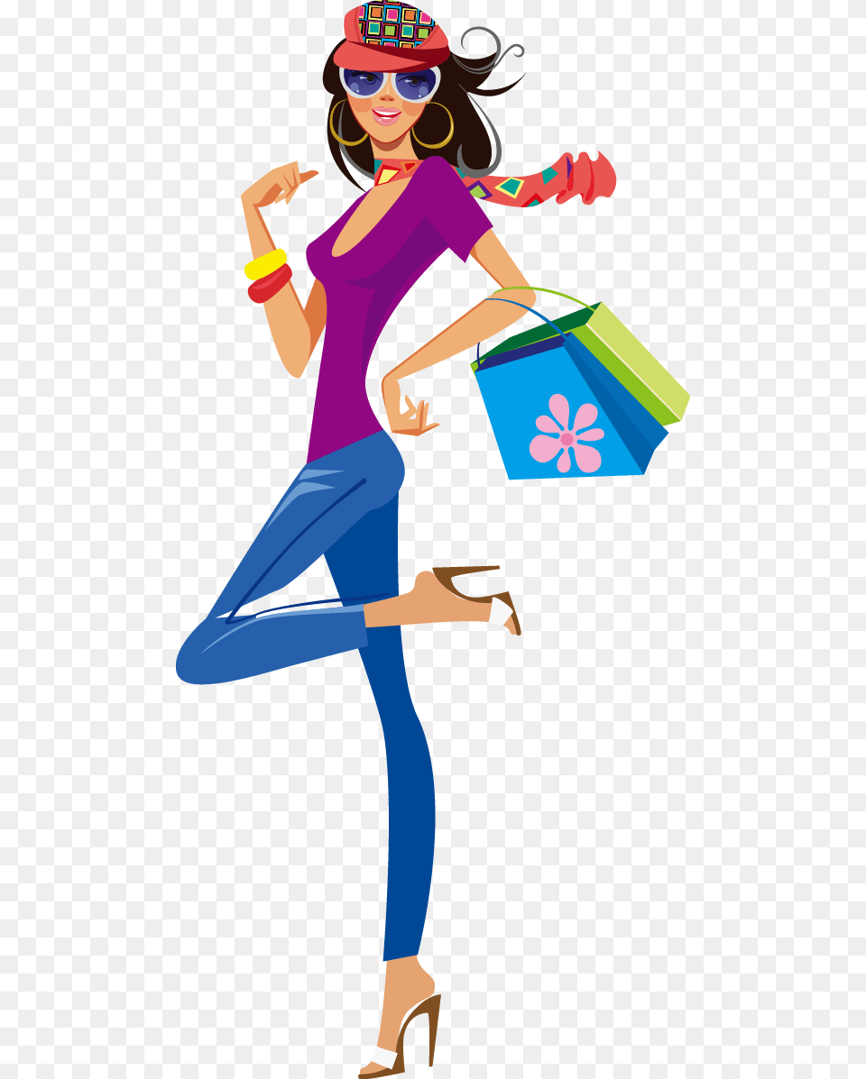 Fashion Girl Silhouette At Getdrawings Fashion Shopping Girl, Person, Clothing, Pants, Adult Png Image