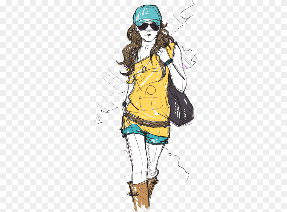 Fashion Girl Transparent Background Sketch Fashion Girl Drawing, Art, Adult, Person, Female Png Image