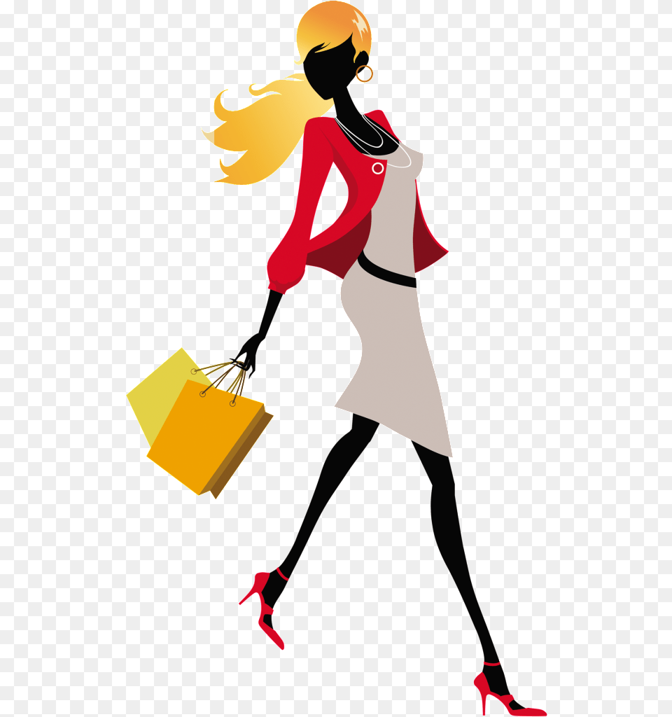 Fashion Girl Vector In, Person, Shopping, Adult, Female Free Png Download