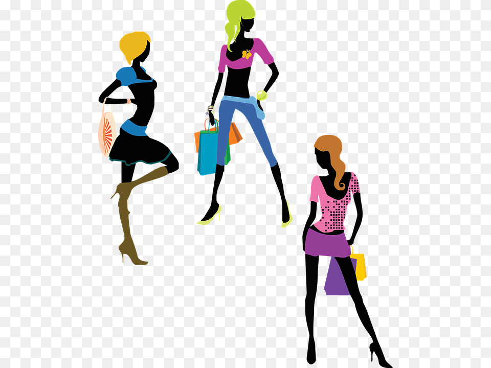 Fashion Girls Glamour Shopping Models Shoppers Fashion Ladies Clip Art, Adult, Female, Person, Woman Png