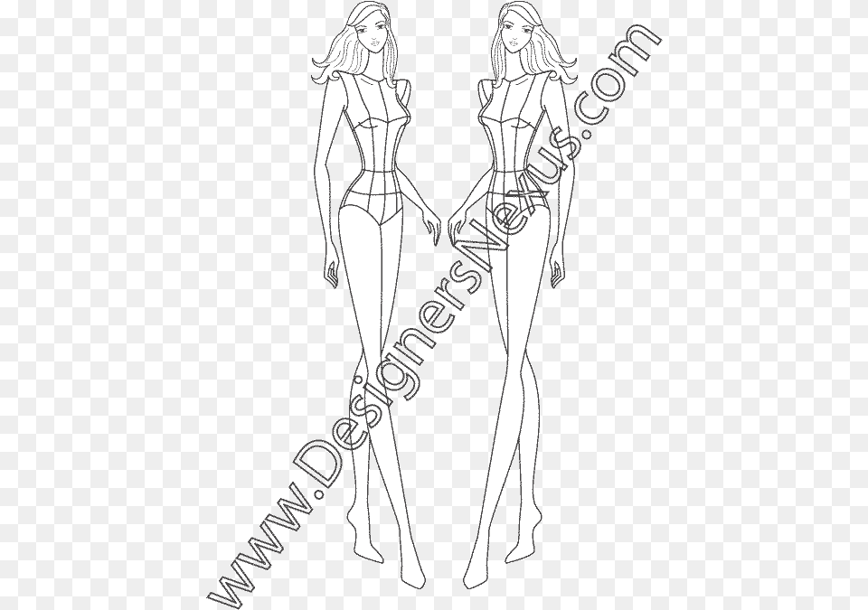 Fashion Illustration Back Poses, Adult, Female, Person, Woman Png Image
