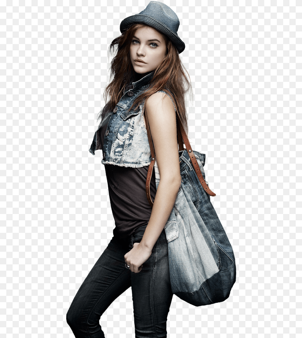 Fashion Model, Accessories, Pants, Hat, Handbag Png