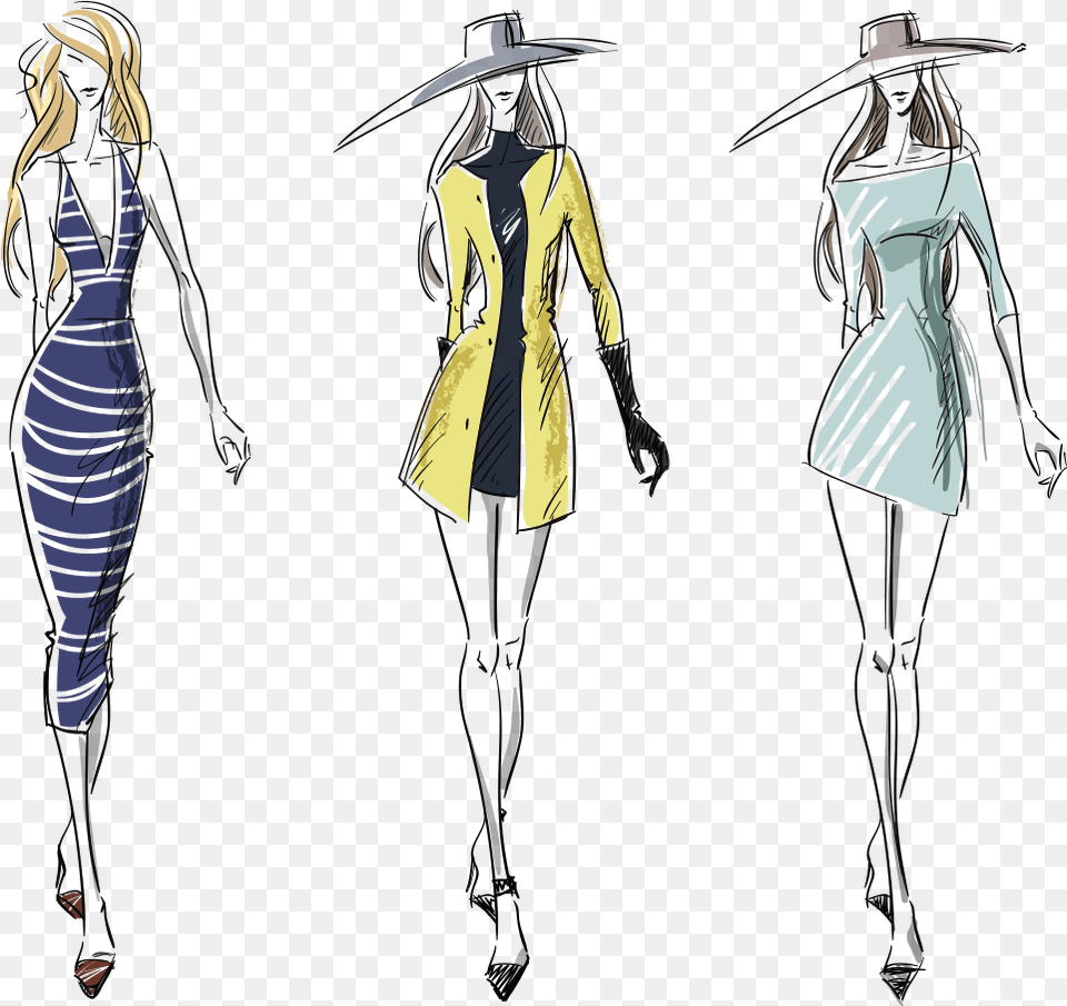 Fashion Sketch Runway Fashion Illustration, Long Sleeve, Formal Wear, Clothing, Sleeve Free Png