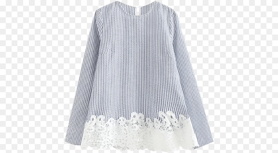 Fashion Striped Lace Insert T Shirt Blouse, Clothing, Long Sleeve, Sleeve, Skirt Free Png Download