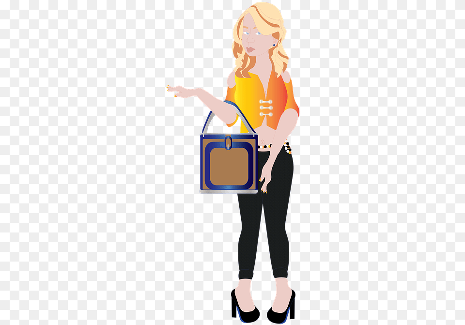 Fashion Woman Hair Model Female Young People Cartoon, Accessories, Purse, Handbag, Bag Png Image