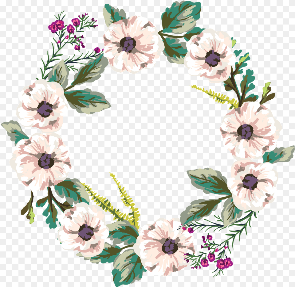 Fashion Wreath Wedding Wreath Wedding Invitation, Anemone, Flower, Pattern, Plant Free Png