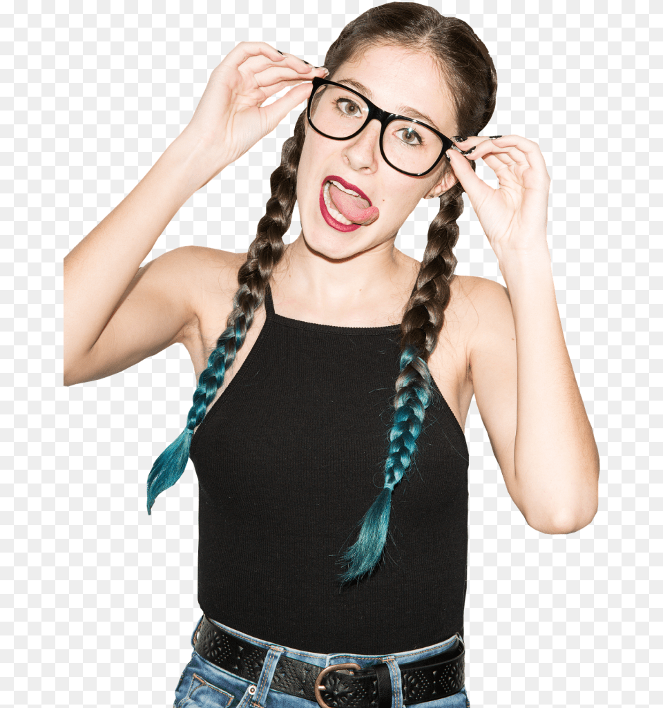 Fashionable Eyewear Frames Girl With Glasses And Braids, Teen, Person, Female, Accessories Free Png Download