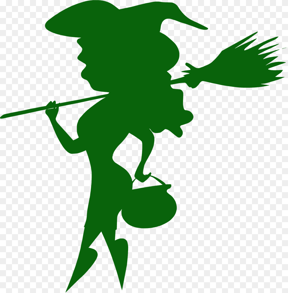 Fashionable Halloween Witch Silhouette, Green, Person, People Png Image