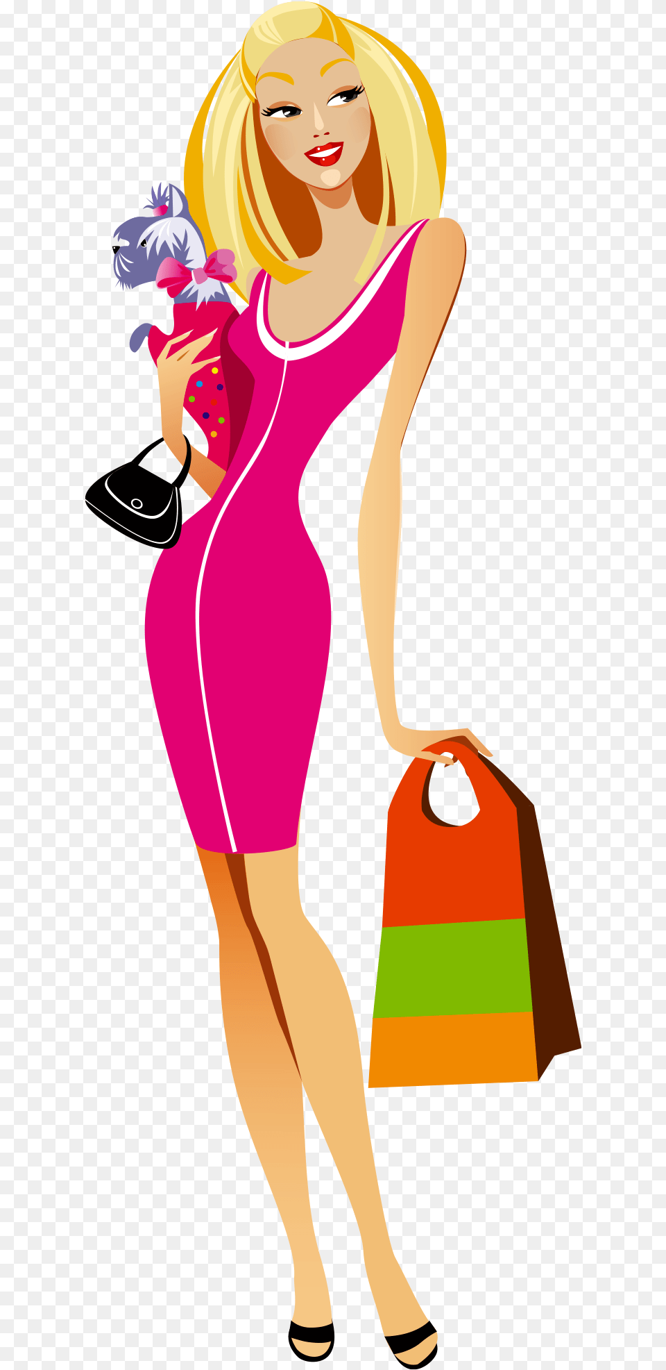 Fashionable Woman Caricature Vector Graphics, Adult, Female, Person, Bag Free Png Download